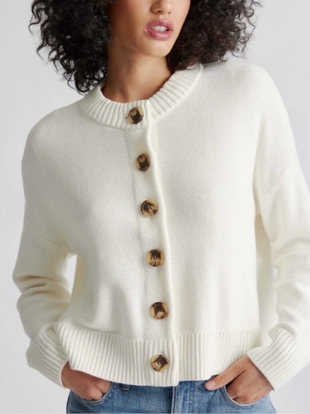 Quince Organic Cropped Cotton Cardigan Sweater